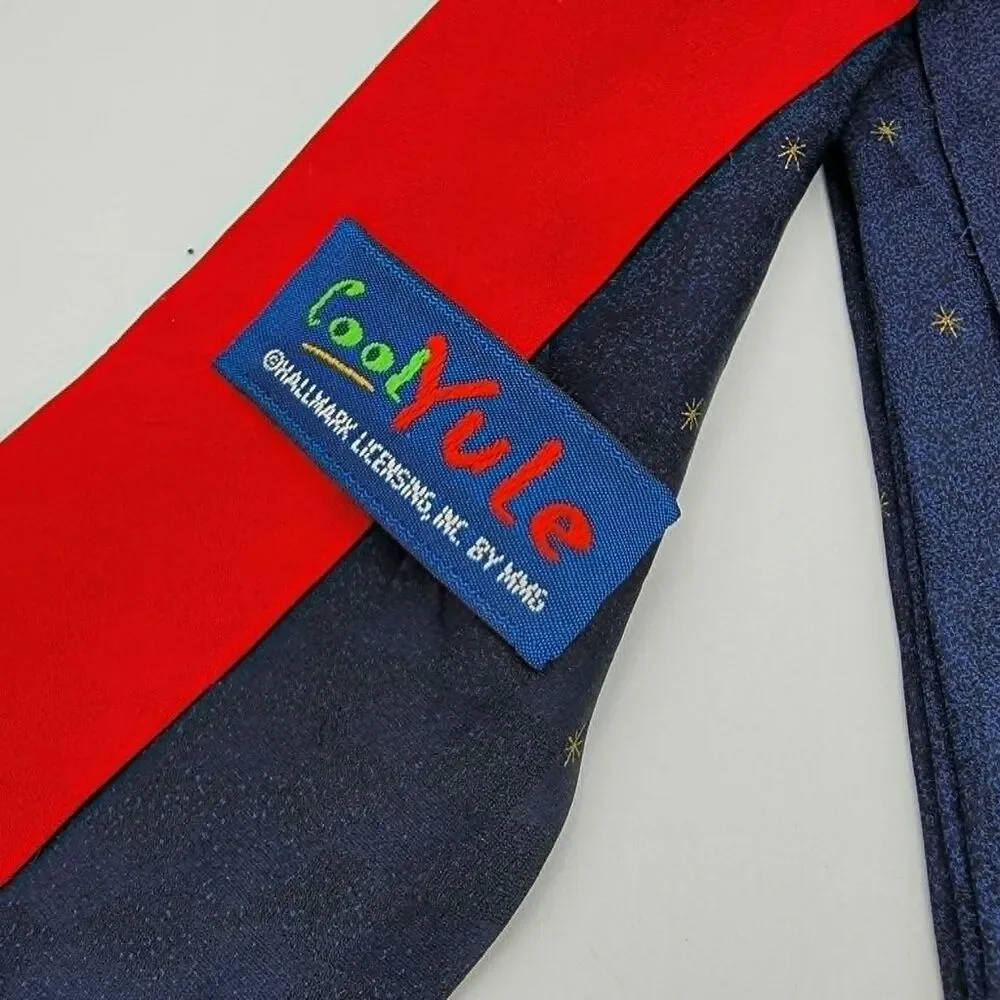 Hallmark Cool Yule Christmas Necktie Men's Red Blue Tie snowman size 58 x 3.75